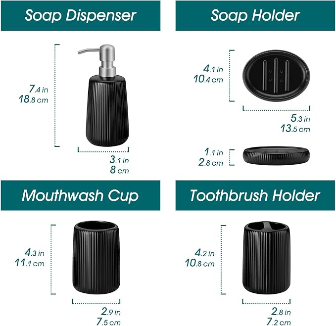 vancasso Ceramic Bathroom Accessories Set 4 Piece, Soap Dispenser - Image 2