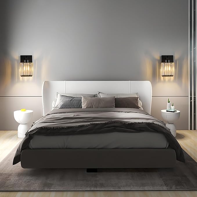 Modern Wall Sconce Set of Two Indoor Wall Lamp Black Wall Sconces Crystal Wall - Image 3
