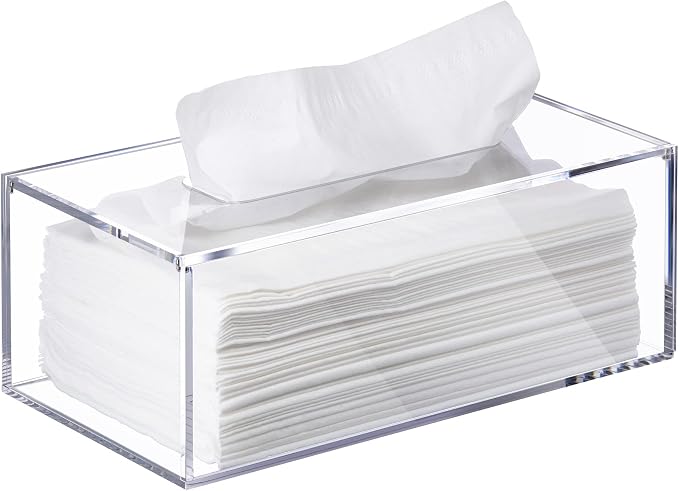Clear Tissue Box, Acrylic Facial Tissue Box Holder Rectangular Bathroom Tissue by Elavain