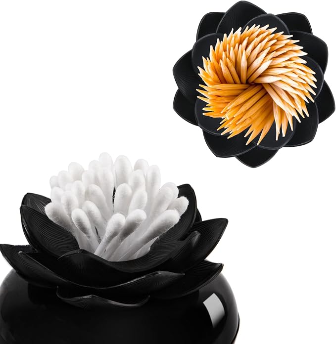 Bloss Lotus Cotton Swab Holder, Cotton Swabs Dispenser, Small Qtips Box - Image 3
