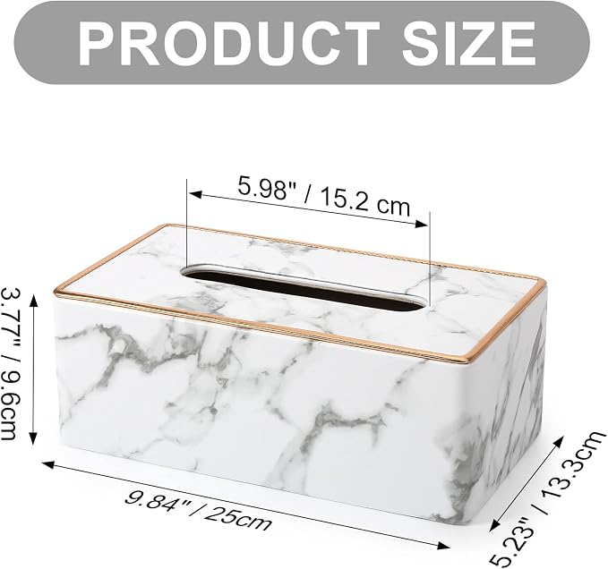 Tissue Box Cover, PU Leather Tissue Box Holder Rectangular Tissue Holders - Image 7