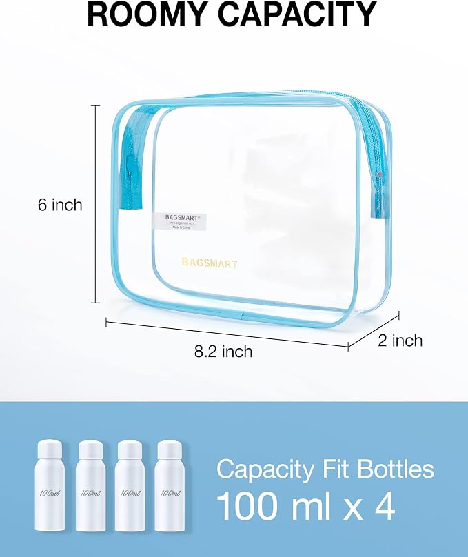 BAGSMART Clear Toiletry Bag, 2 Pack TSA Approved Travel Toiletry bag Carry on - Image 2
