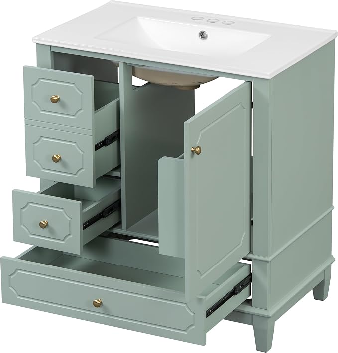 30" Bathroom Vanity with Sink, Harper & Bright Designs Free Standing Single - Image 9