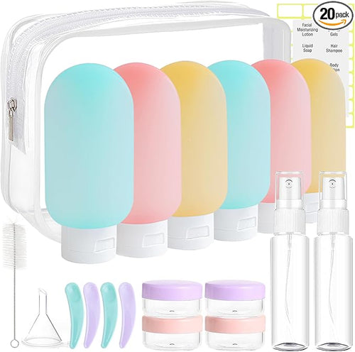 20 Pack Travel Bottles Set for Toiletries, TSA Approved Leak Proof Travel Size by DEWSENSI