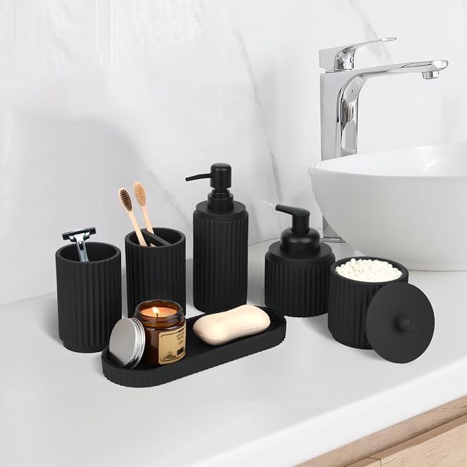 Black Bathroom Accessories Set 6 Pcs - Image 4