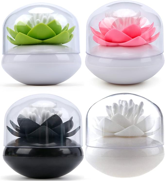 Bloss 4 Packs Lotus Qtip Holders Bathroom Organizer Accessories, Unique by Bloss