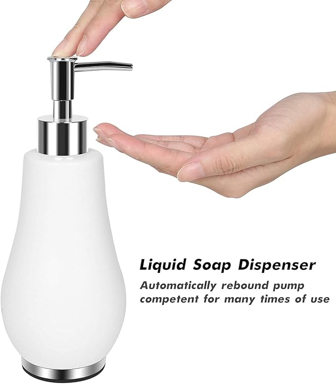 Bathroom Accessories Set 4 Pcs Toothbrush Holder Soap Dispenser Ceramic - Image 5