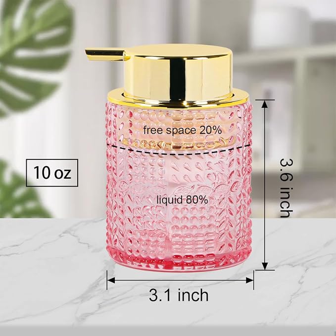 2pcs Glass Foaming Soap Dispenser, Refillable 10 Oz Lotion Shampoo Pump Dish - Image 6