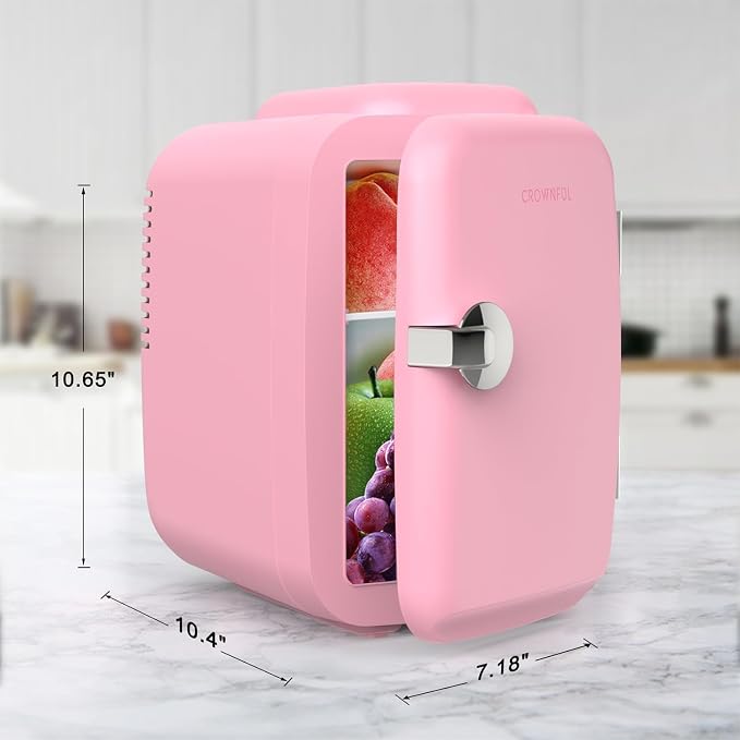 CROWNFUL Mini Fridge, 4 Liter/6 Can Portable Cooler and Warmer Personal - Image 6