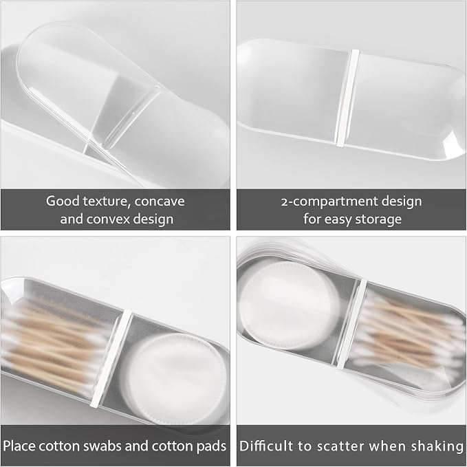 2 Pack Travel Cotton Swab Qtip Holder, Plastic Container Dispenser Box - Image 3