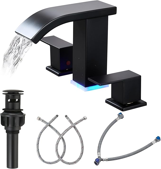 Bathroom Faucets 8 Inch Widespread Bathroom Sink Faucet Two Handles Black by TaiDoo