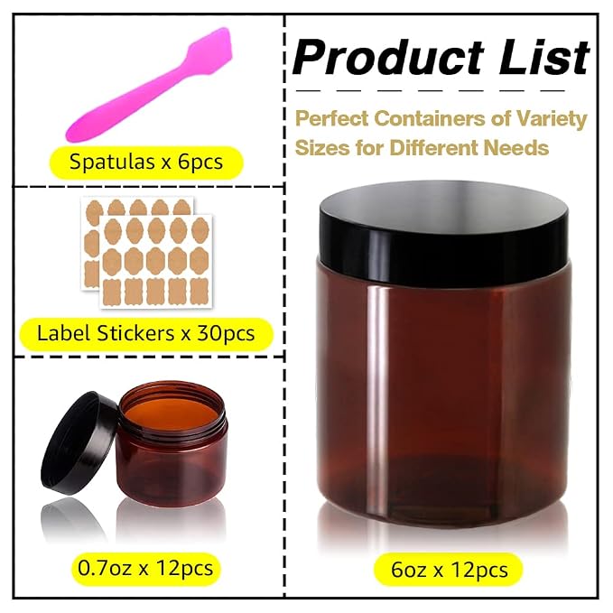 8oz Amber Plastic Jars with Lids 8 oz Plastic Containers with Lids + 20g Sample - Image 4