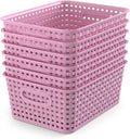 WYT 6-Pack Plastic Small Shelf Storage Weave Baskets Organizing by WYT