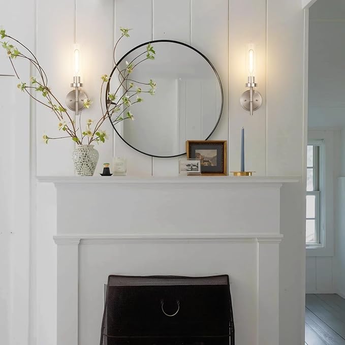Brushed Nickel Hardwired Wall Sconces Set of 2, Modern Bathroom Sconces Vanity - Image 3