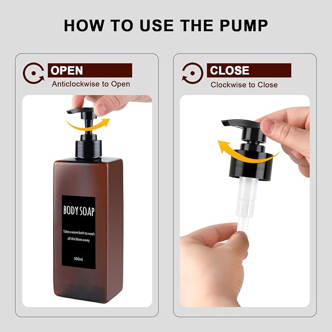 Shampoo and Conditioner Dispenser Modern Refillable Shampoo Pump Bottles - Image 5