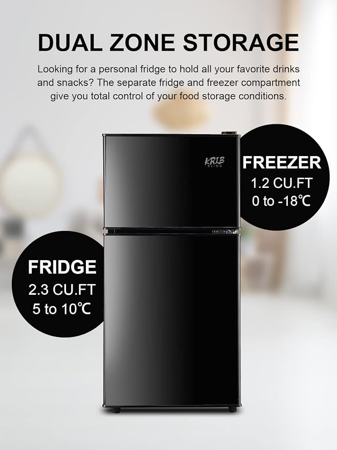 Mini Fridge With Freezer, 3.5 Cu. Ft Compact Refrigerator With 2 Doors - Image 5
