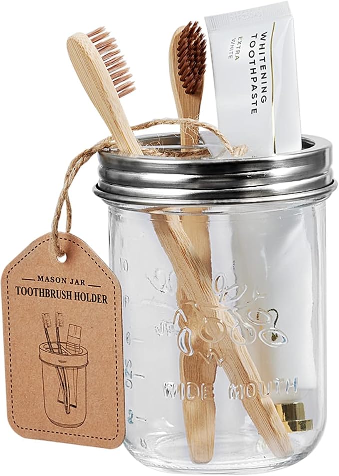 Amolliar Mason Jar Bathroom Accessories Set - Image 4