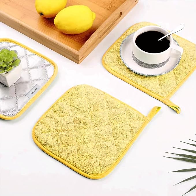 meioro 4-Pack Pot Holders for Kitchen High Heat Resistant Potholder, 100% - Image 4