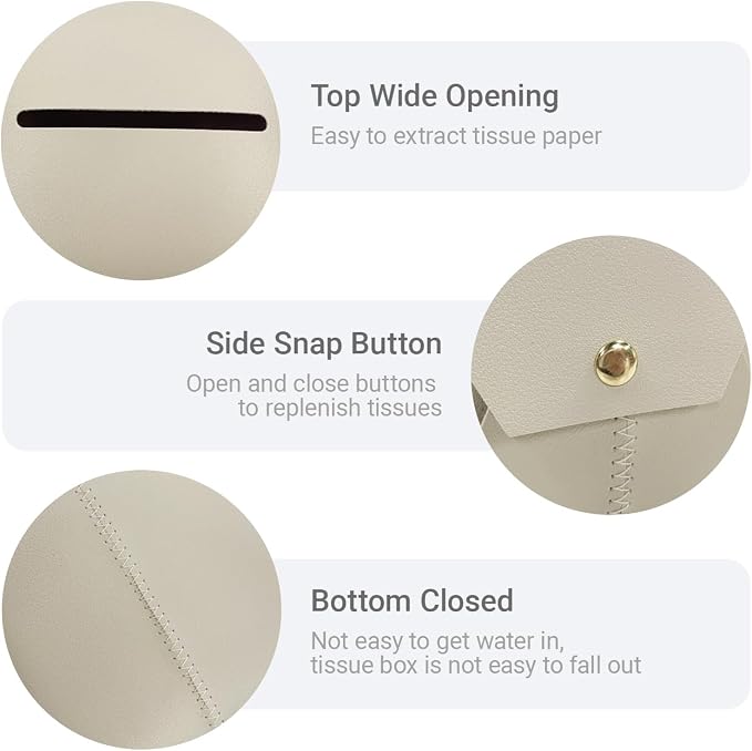 Tissue Box Cover Square, Leather Tissue Holder Organizer - Image 3