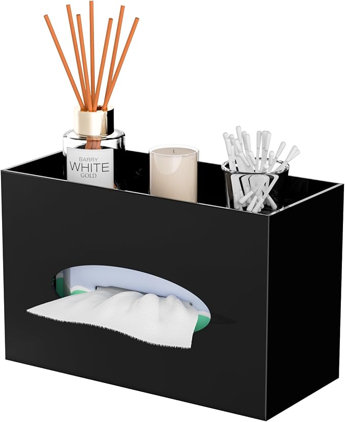 Black Acrylic Tissue Box Cover Rectangular, Acrylic Tissue Dispenser by Hongtuocb