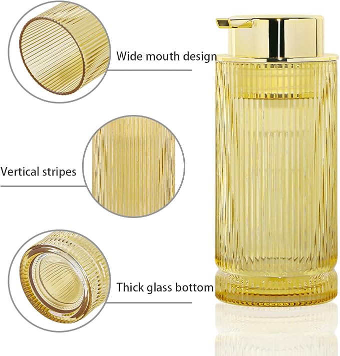 14 Oz Foaming Soap Dispenser, Amber Glass Soap Dispenser, Refillable Foam Pump - Image 4