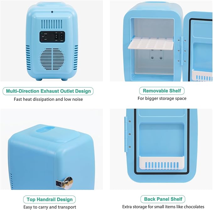 CROWNFUL Mini Fridge, 4 Liter/6 Can Portable Cooler and Warmer Personal Fridge - Image 7