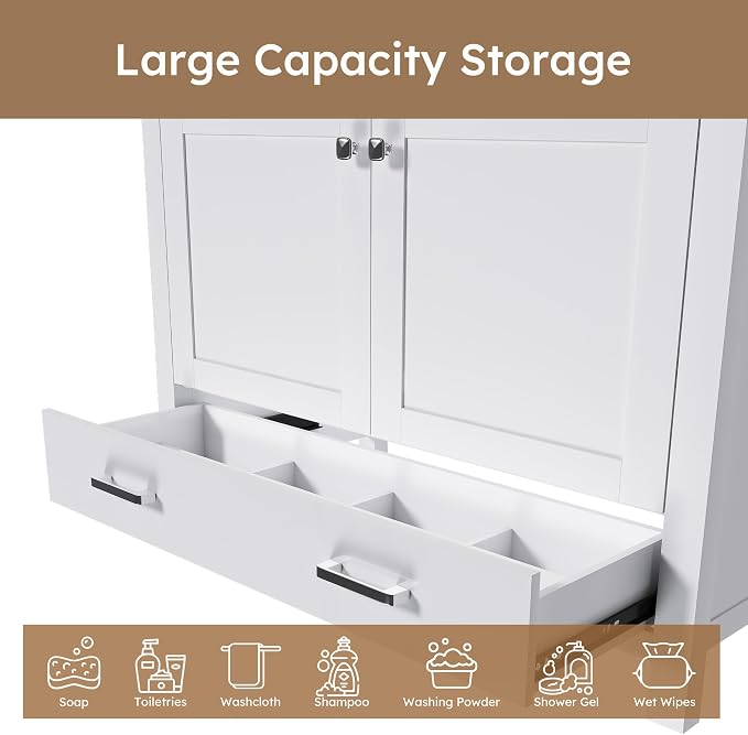 Montary 42" Bathroom Vanity Without Sink, Modern Stylish MDF Bathroom Storage - Image 4