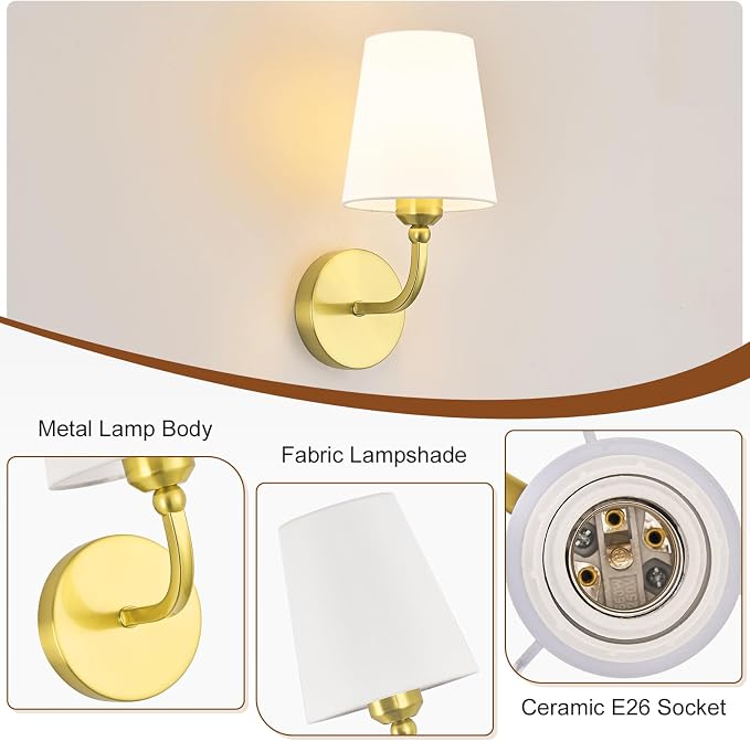 Modern Wall Sconces Set of 2, Hardwired Wall Lights - Image 8