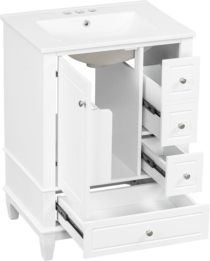 24" Bathroom Vanity with Sink, Harper & Bright Designs Free Standing Single - Image 9