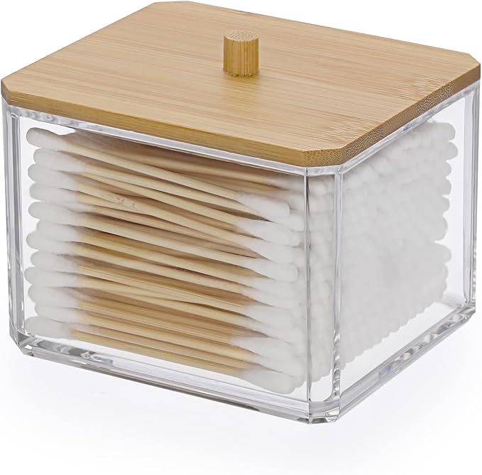 Hipiwe Acrylic Q-Tip Holder Dispenser by Hipiwe