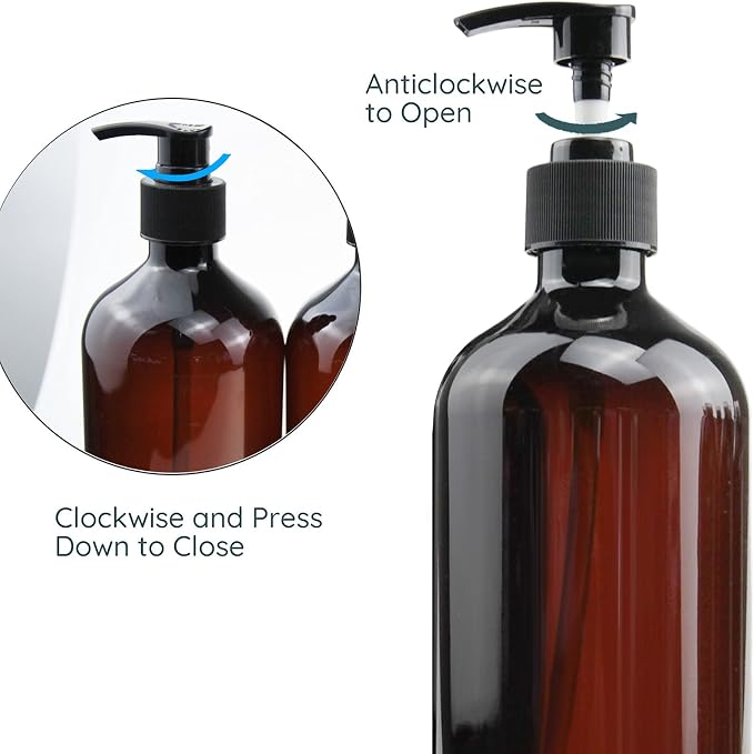 Empty Plastic Bottles with Pump Dispenser and Labels Included, Refillable - Image 3