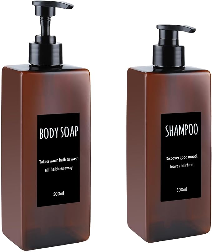 Shampoo and Conditioner Dispenser Modern Refillable Shampoo Pump Bottles by Unknown