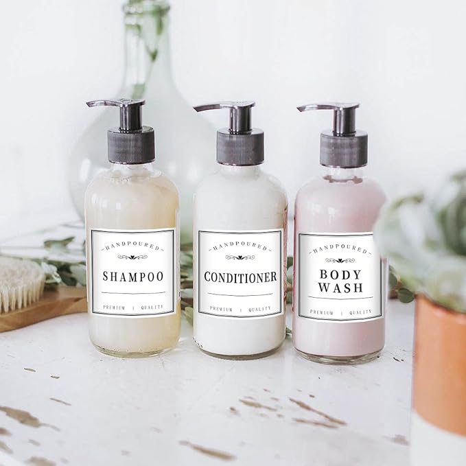 12PCS Bathroom Labels for Bottles, Minimalist Bathroom Organization Labels - Image 4