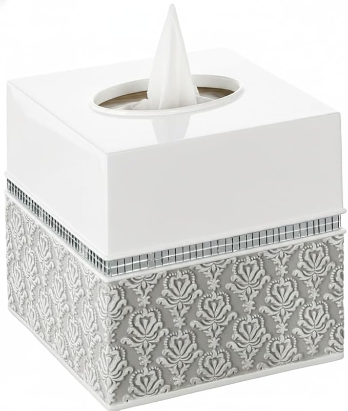 Creative Scents Mirror Damask Square Tissue Box Cover by CreativeScents