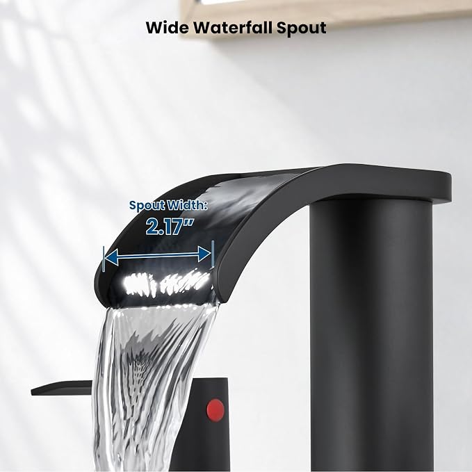 gotonovo Waterfall 8 inch Widespread Bathroom Faucet Set Bathroom Sink Faucet 3 - Image 4
