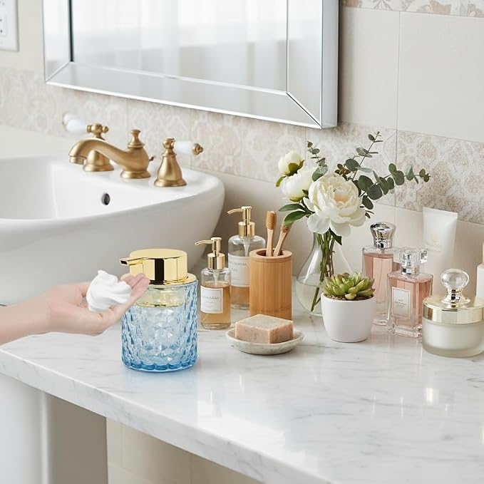2pcs Amber Foaming Soap Dispenser, Glass Soap Dispenser - Image 3