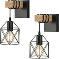 Plug in Wall Sconces Set of Two, Farmhouse Wall Mount Lighting, Wood Rustic by foucasalLighting
