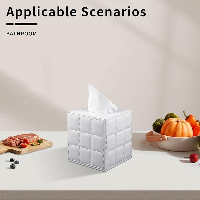 Tissue Box Cover Square, Stylish PU Leather Tissue Box Holder - Image 6