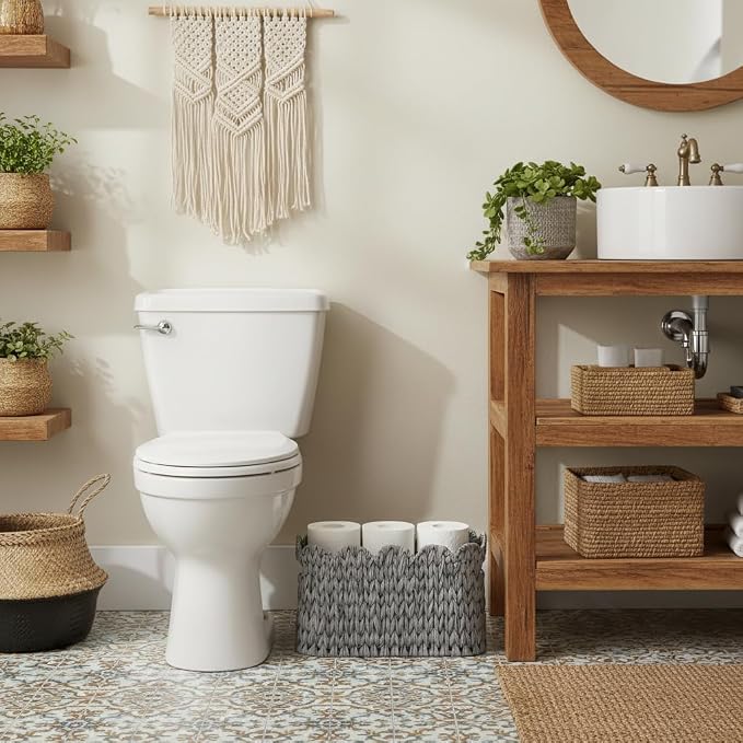 Grey Toilet Paper Storage Basket, Scalloped Baskets - Image 2
