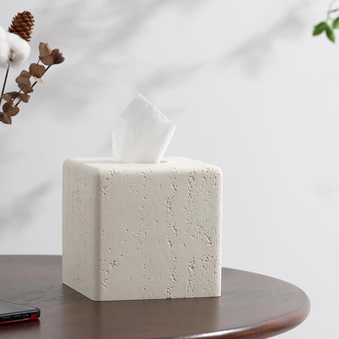 Tissue Box Cover Square, Resin Facial Tissue Holder Covers Toilet Paper Holder - Image 5