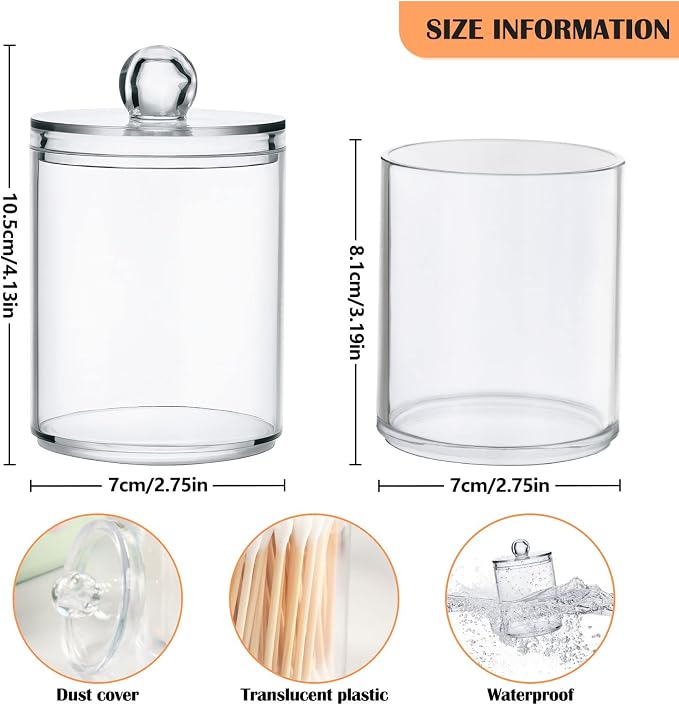 White Qtip Holder Organizer Dispenser Cotton Swabs Cans Plastic Jars - Image 3