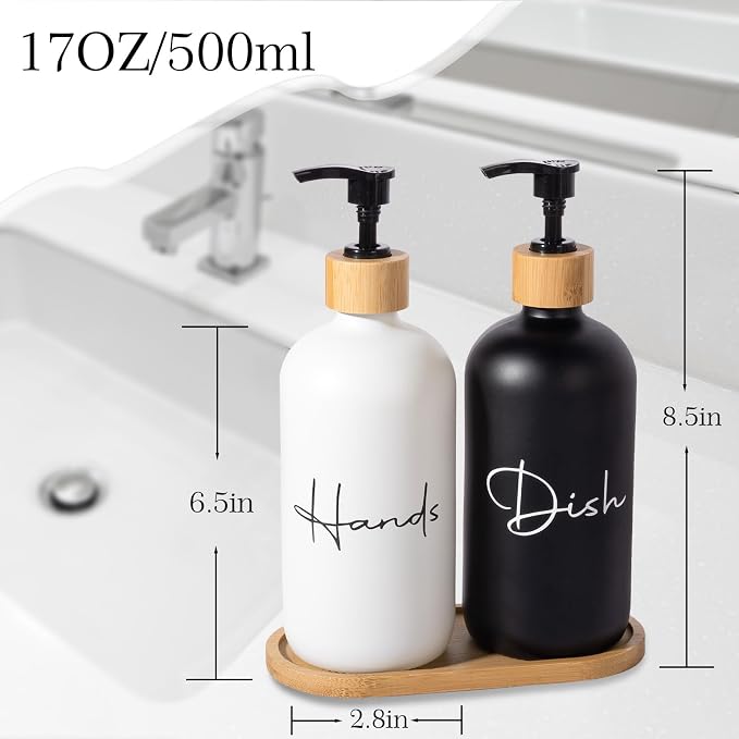 17 oz Hand Soap Dispenser Empty Glass Lotion Pump Bottles, Refillable Liquid - Image 5