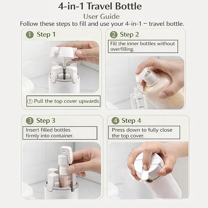 4-in-1 Travel Bottles for Toiletries, Travel Pump Bottle，Leak-Proof Shampoo - Image 7