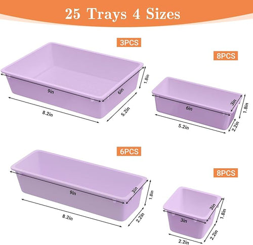 25 PCS Plastic Drawer Organizer Set, 4-Size Versatile Organizer Trays & storage - Image 2