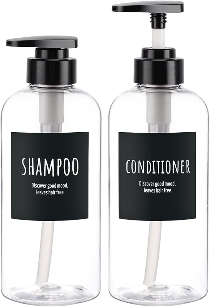 Shampoo and Conditioner Bottles, Segbeauty 2 Pack 16.9oz Refillable Shampoo by Segbeauty