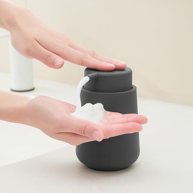 Matte Gray Foaming Hand Soap Dispenser Plastic 11 oz - Image 2
