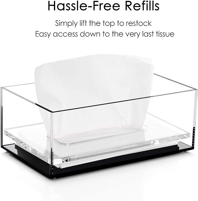 SANRUI Clear Acrylic Facial Tissue Box Cover Holder - Image 3