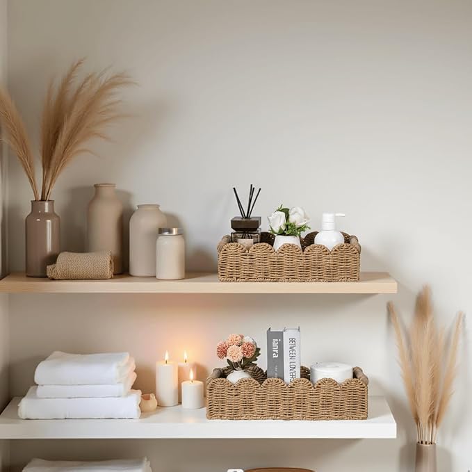 CubesLand Toilet Paper Storage Basket, Scalloped Edge Shelves Basket - Image 7