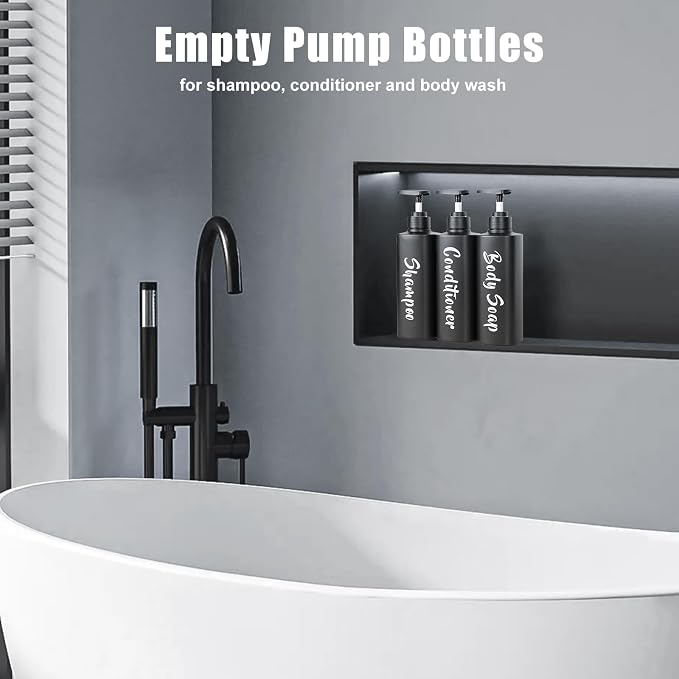 16.9oz Bathroom Soap Dispenser Set, Refillable Shampoo and Conditioner Bottles - Image 5