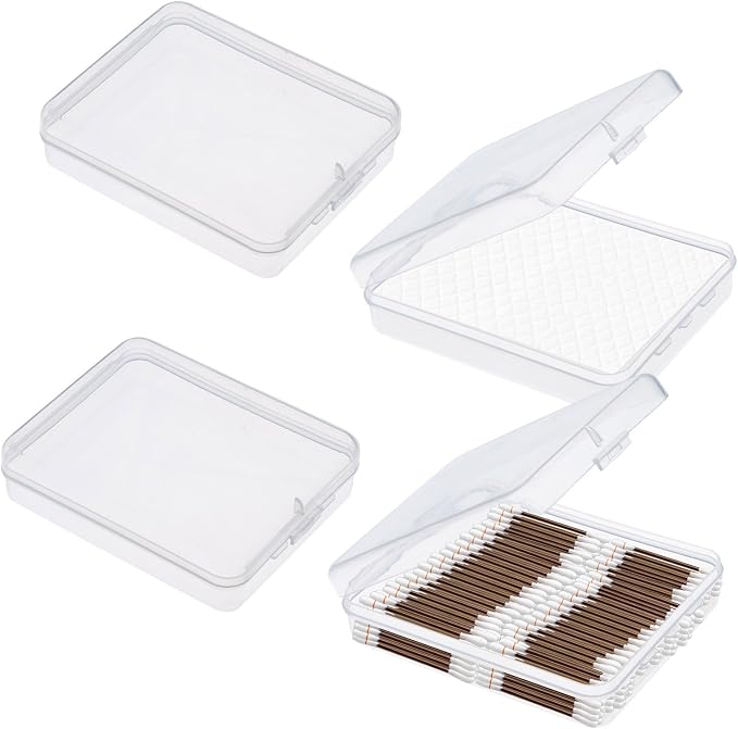 4 Pcs Clear Portable Cotton Swab Ball Holder Travel Cotton Pad Holder Dispenser by KKONHII